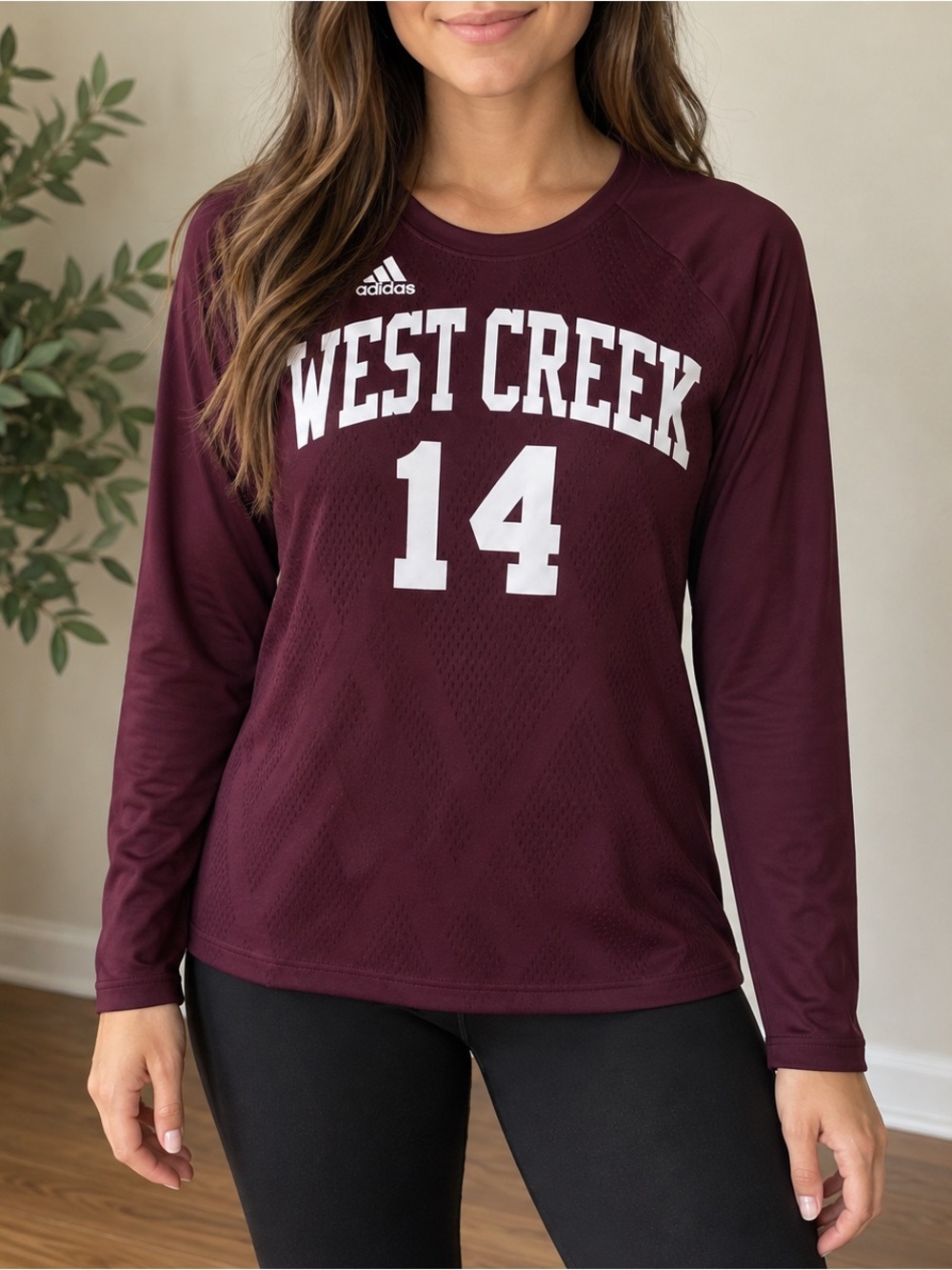 adidas Maroon West Creek 14 Long Sleeve Team Jersey